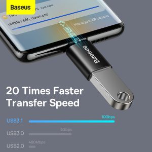 Baseus Ingenuity Series Mini OTG Adapter Type-C to USB-A 3.1 – Sleek Black Design